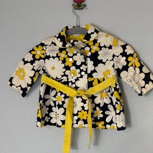 Jack and Jill VTG Yellow Black Floral Coat 2T
